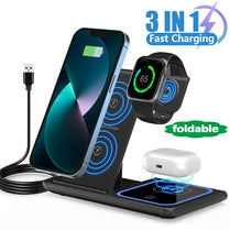3-in-1 Wireless Charging Station – Foldable Pad for iPhone, Samsung , Watch & AirPods